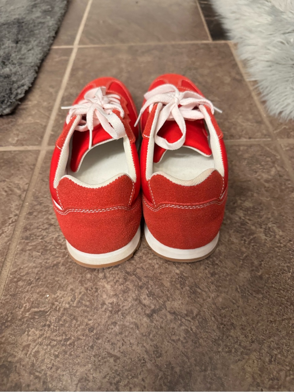 Women’s Red Suede Lace-Up Sneakers